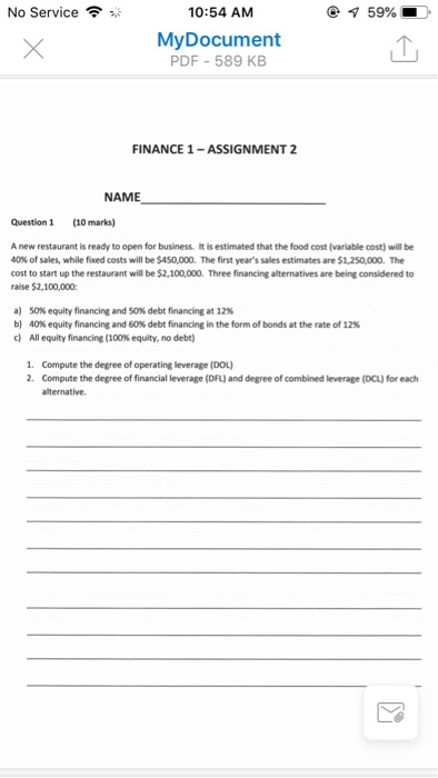 No Service @ 4 59% 10:54 AM MyDocument PDF - 589