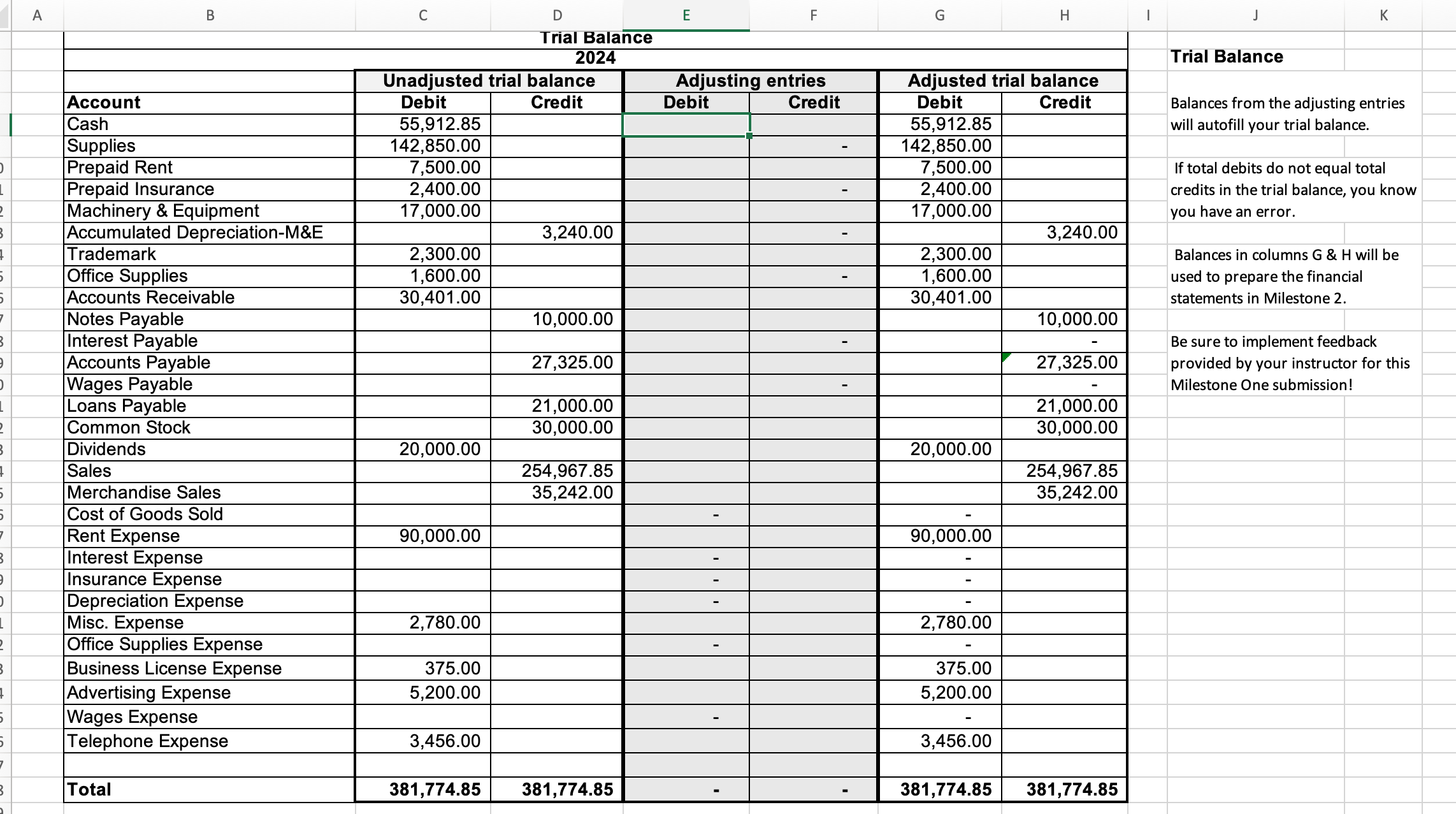  Using the ADjusting entry information, fill it into the balance sheet.