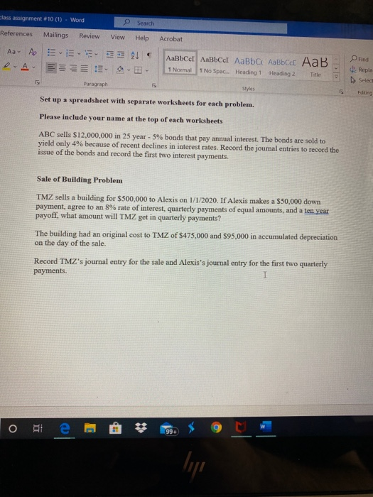  Class assignment 10 (1) - Word References Mailings Search Help Review
