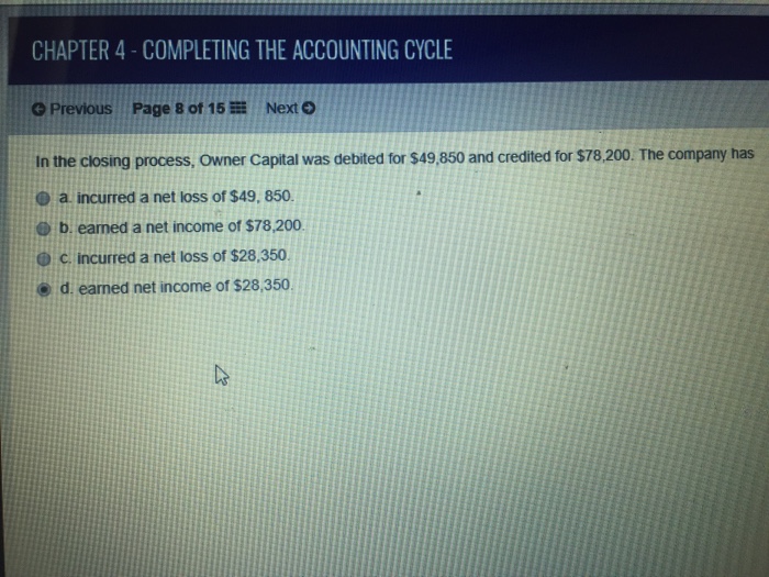  CHAPTER 4 -COMPLETING THE ACCOUNTING CYCLE G Previous Page 8 of