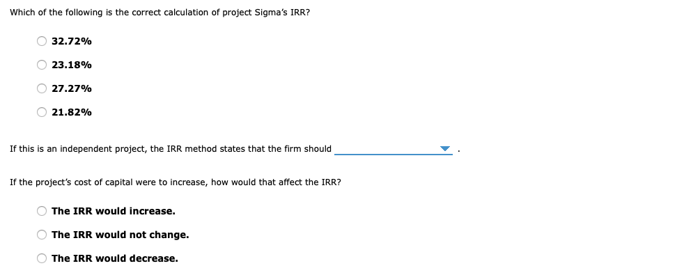 (IRR) The internal rate of return (IRR) refers to the compound annual