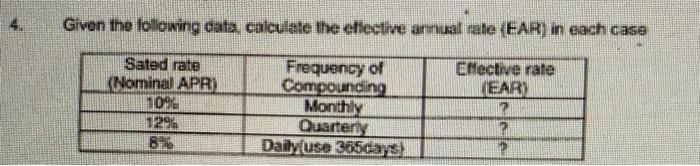  how to do this on excel Given the following data, calculate