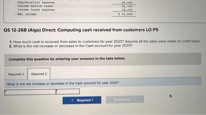 and income statement is shown for Cruz, Incorpo QS 12-26B (Algo) Direct: