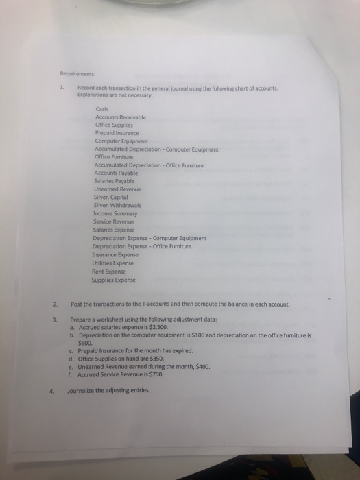 Silver began a business called Silver Accounting Service on March 1, 2018.