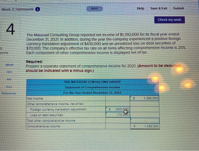  Saved Help Week 3: Homework Submit Save & Exit Check my