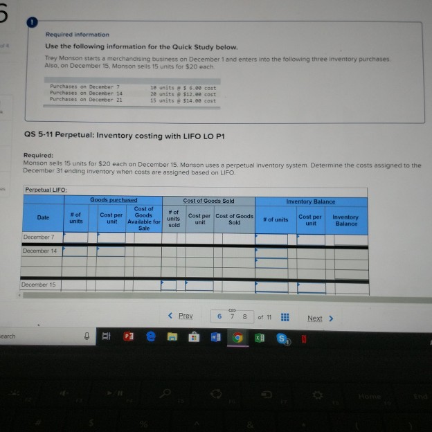  Required information Use the following information for the Quick Study below.