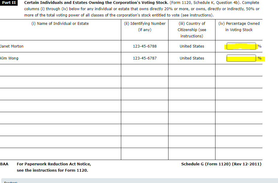 business activity code is 453910. - Janet and Kim each own 50%