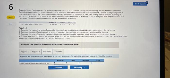 units and transferred them to the next department. The cost of beginning