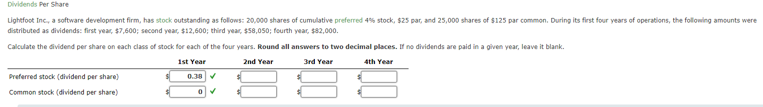 tistributed as dividends: first year, $7,600; second year, $12,600; third year,