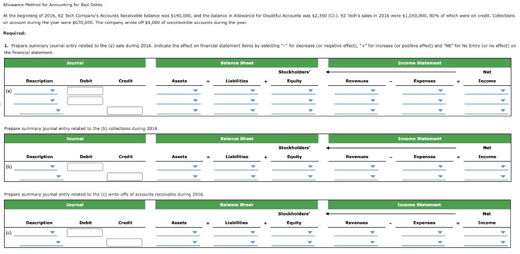  Allowance Method for Accounting for Bad Debts At the beginning of