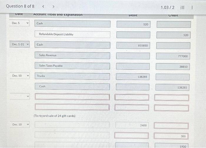 of Pronghorn Department Store for the current year ending December 31. 1.
