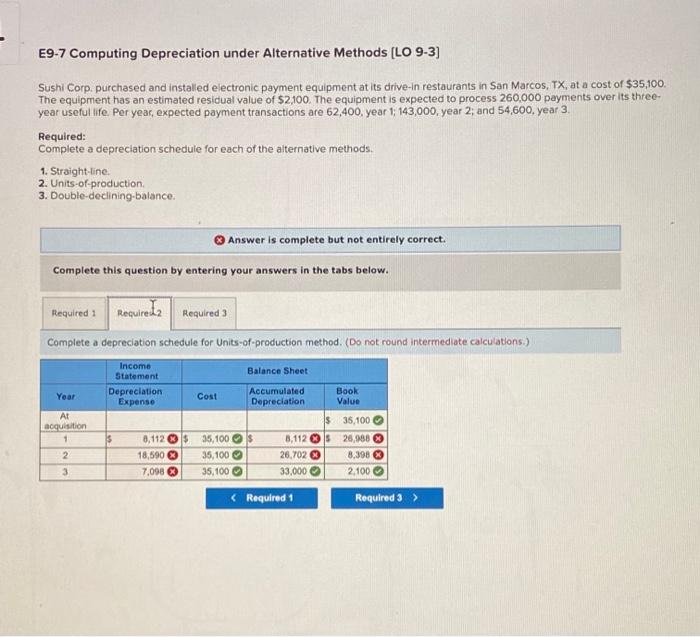  E9-7 Computing Depreciation under Alternative Methods [LO 9-3) Sushi Corp purchased