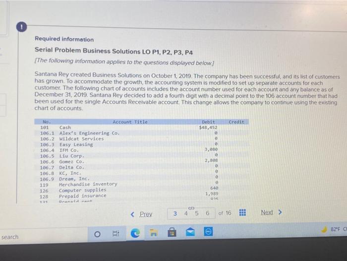  ! Required information Serial Problem Business Solutions LO P1, P2, P3,