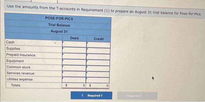 transactions of a new company called Pose-for-Pics. August 1 M. Harris, the