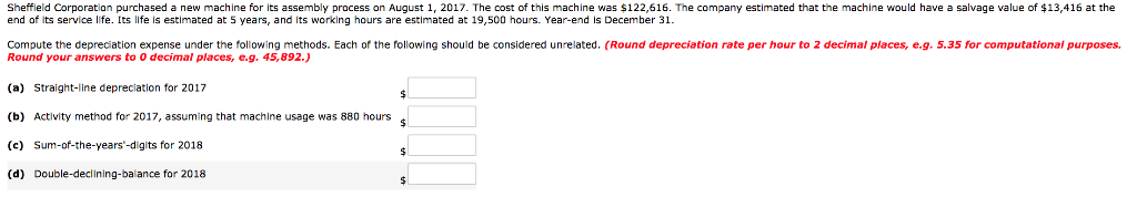  Sheffield Corporation purchased a new machine for its assembly process on