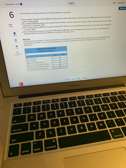 pls help! Hey Sarea Homework - Ch 4 Cucky 6 e company