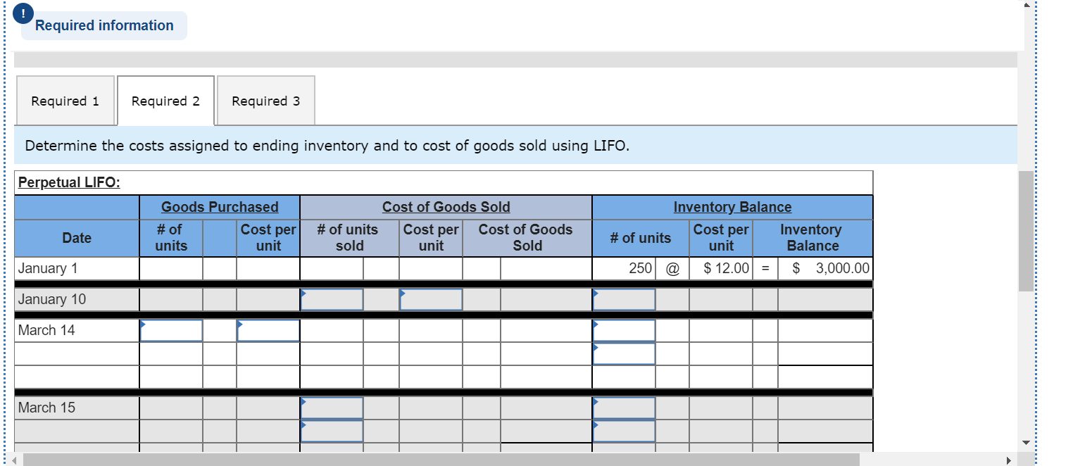 at Cost Units Sold at Retail Jan. 1 Beginning inventory 250 units