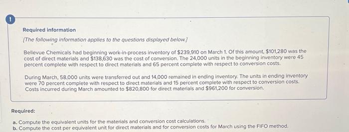  USING THE FIFO METHOD. NEED REQUIREMENTS A & B Required information