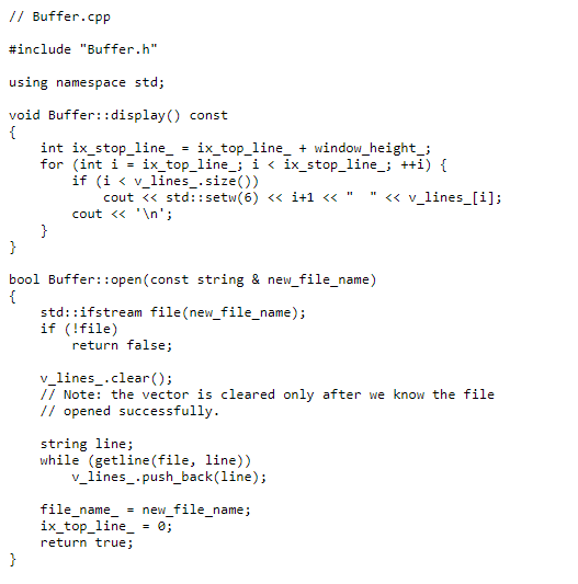  // Buffer.cpp #include "Buffer"h" using namespace std; void Buffer::display) const int