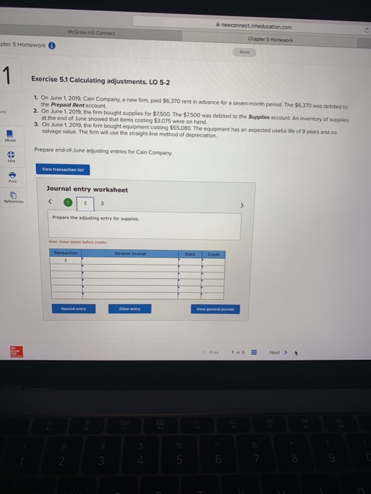 LO 5-2 1. On June 1, 2019, Cain Company, a new firm,