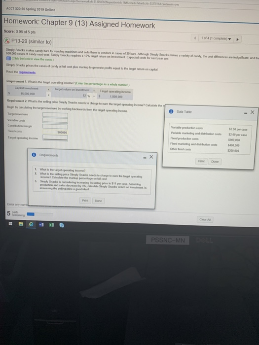  ACCT 320-50 Spring 2019 Online Homework: Chapter 9 (13) Assigned Homework