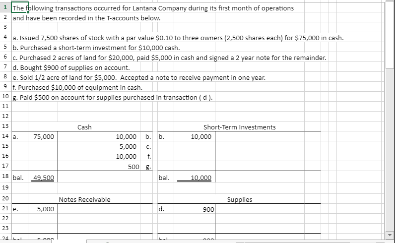 Please show all excel functions for obtaining each answer 1 The following