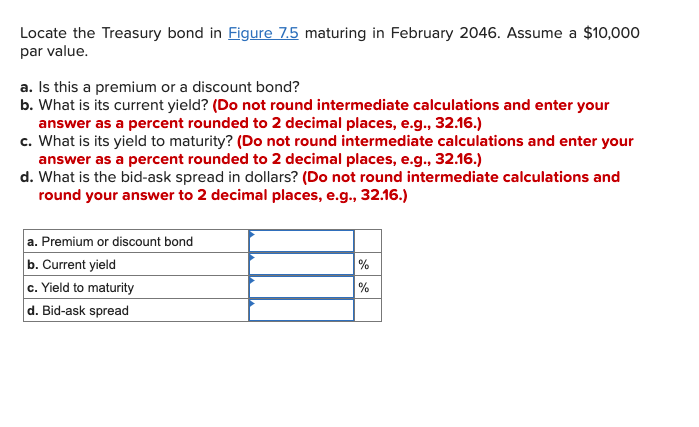 FIGURE 7.5 Sample Wall Street Journal U.S. Treasury Note and Bond