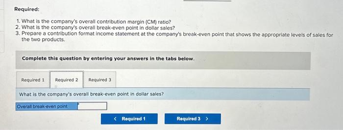pls help me! Exercise 5-10 (Static) Multiproduct Break-Even Analysis [LO5-9] Lucido Products