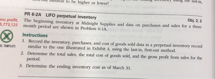 Midnight Supplies and data on purchases and sales for a three month