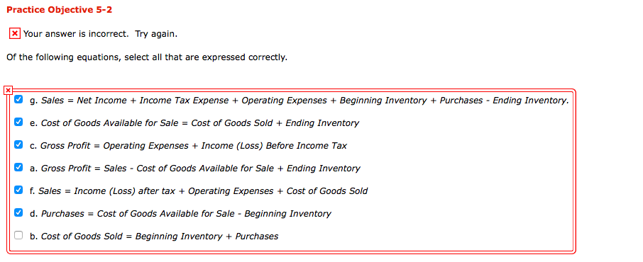 Practice Objective 5-2 x Your answer is incorrect. Try again. of