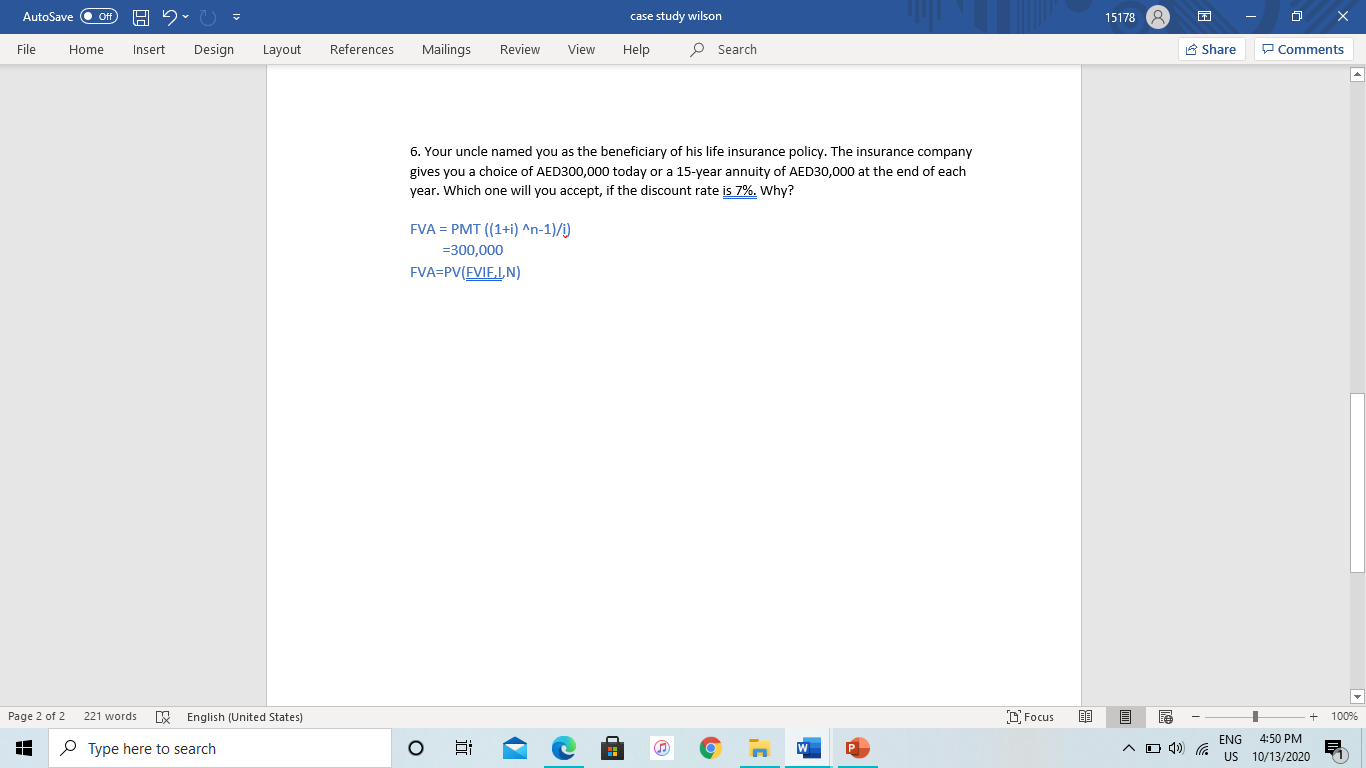  AutoSave case study wilson 15178 File Home Insert Design Layout References