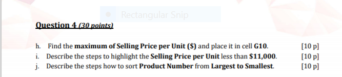 to write the formula for each question. The final result is not