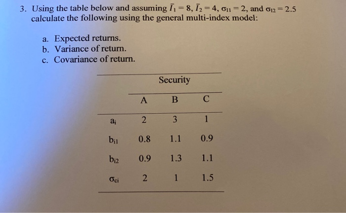  3. Using the table below and assuming I1 = 8,72 =
