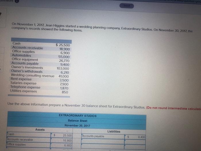  question 7 WON On November 1, 2017, Jean Higgins started a