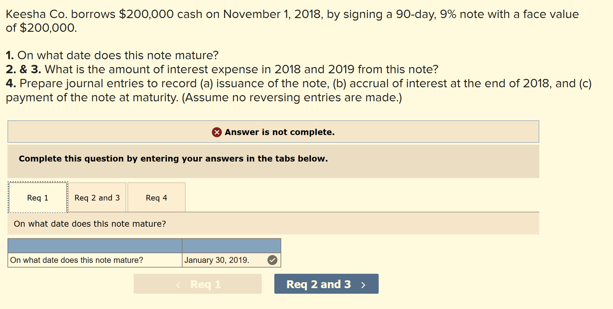 a 90-day, 9% note with a face value of $200,000. 1. On