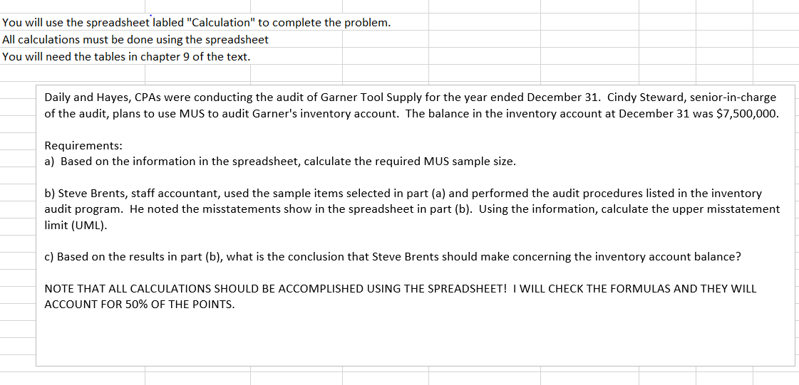The spreadsheet referred to as "Calculation" is the second or bottom image.