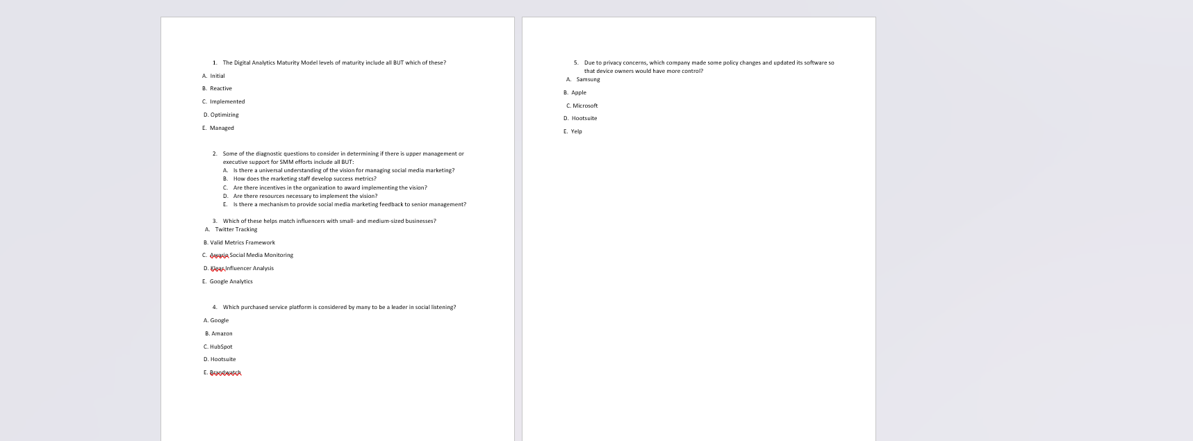 1. The Digital Analytics Maturity Madel levels of maturity include all