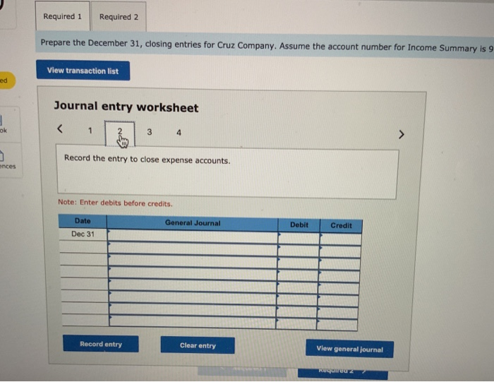 the accounts and year-end balances of Cruz Company as of December 31,
