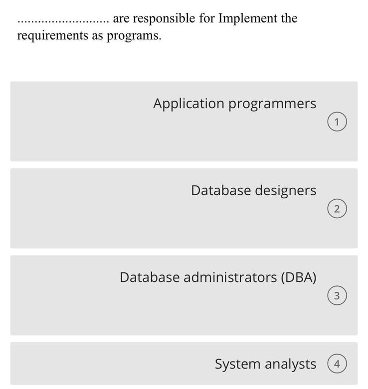  . are responsible for Implement the requirements as programs. Application programmers