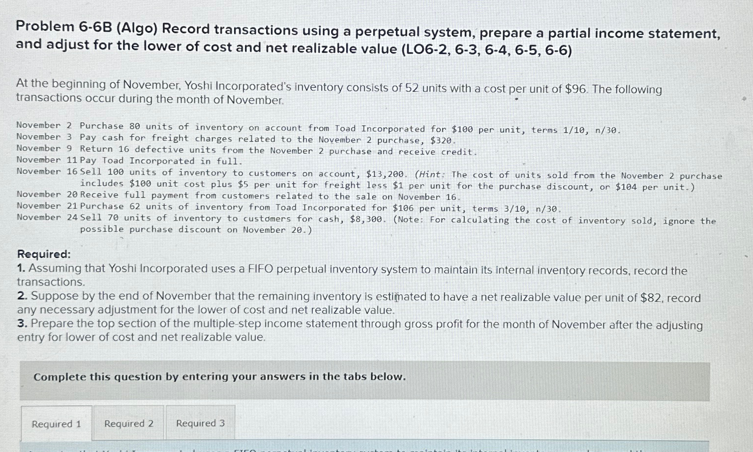  All 3 parts plz :) Problem 6-6B (Algo) Record transactions using