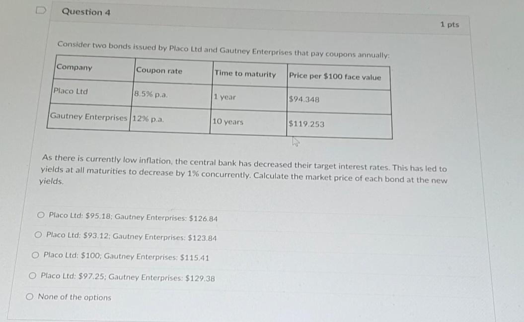  yields at all maturities to decrease by 1% concurrently. Calculate the