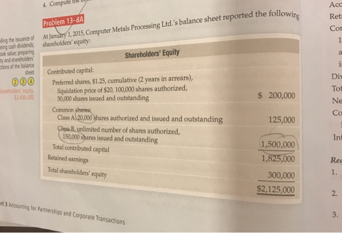  4. Comput Acc Problem 13-8A At January 1, 2015, Computer Metals