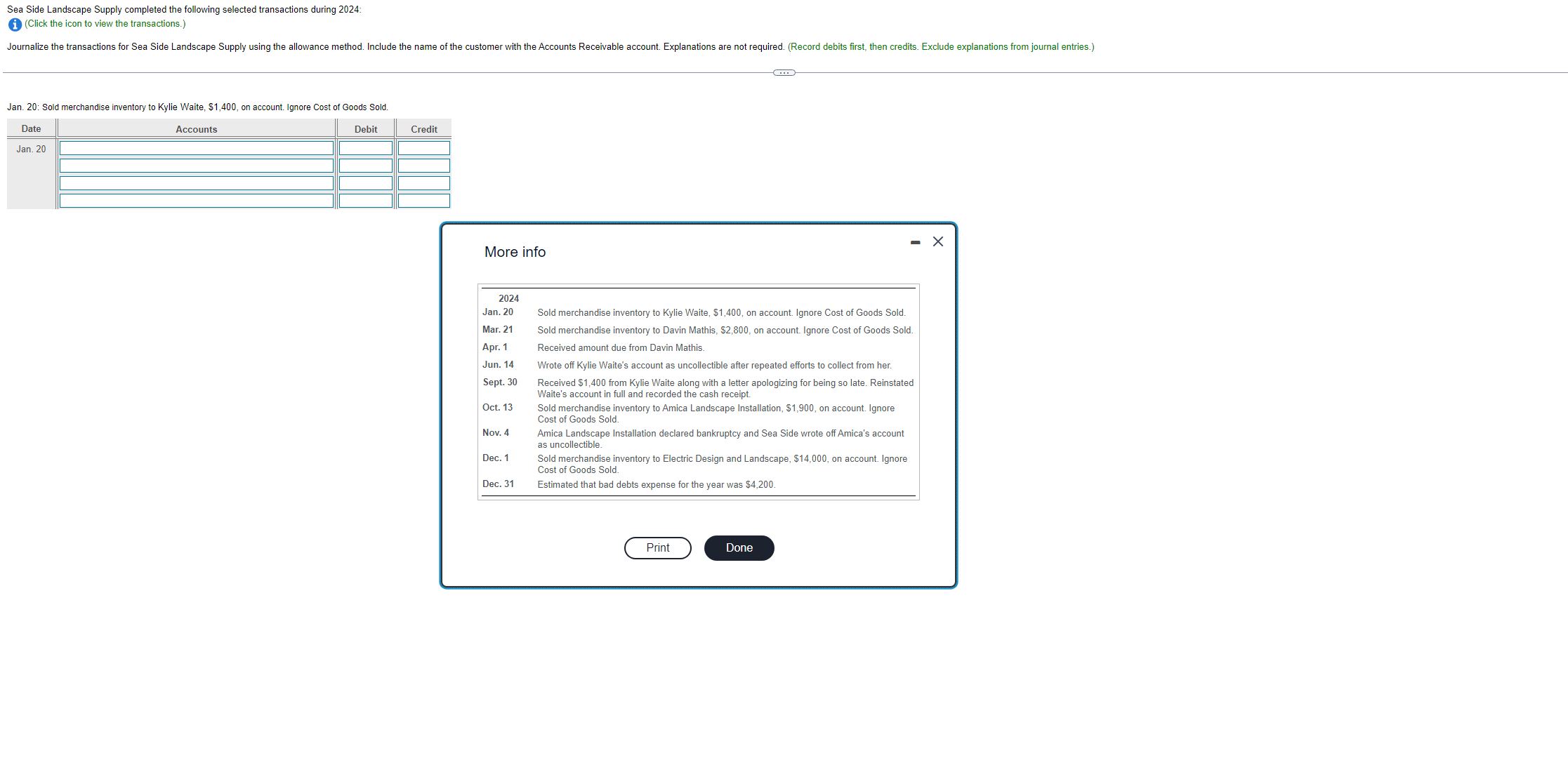 Chapter 8 Question 2 Answer all the requirements please. Sea Side Landscape