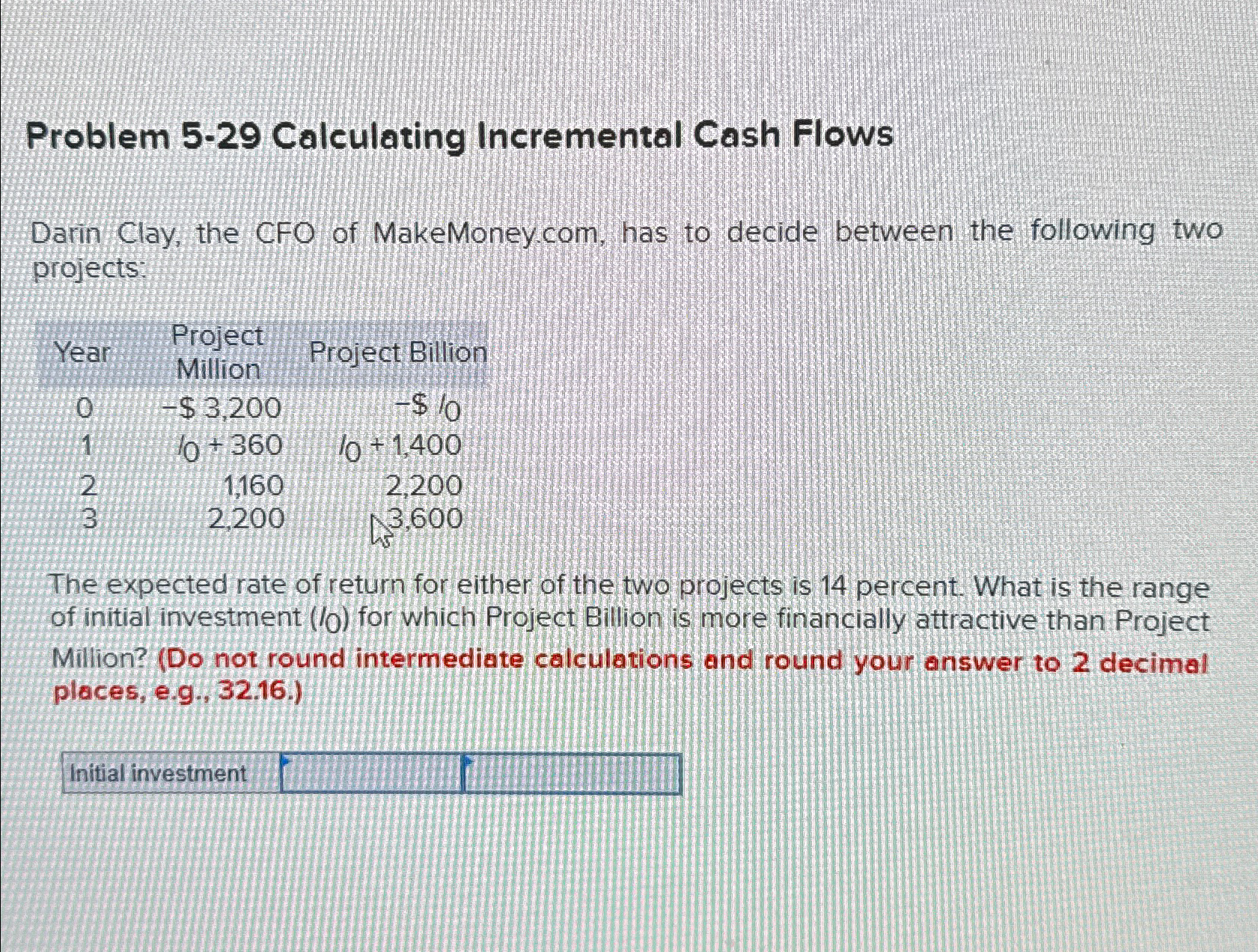  Problem 5-29 Calculating Incremental Cash Flows Darin Clay, the CFO of
