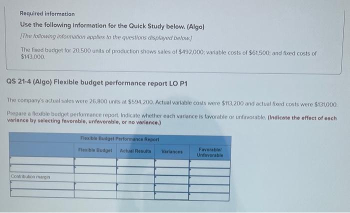  Required information Use the following information for the Quick Study below.
