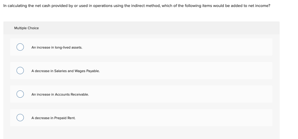 the accounting period, the change in accounts payable is: Multiple Choice subtracted