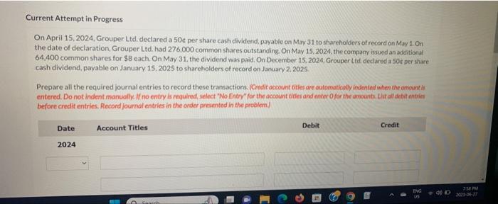  Current Attempt in Progress On April 15, 2024, Grouper Ltd, declared