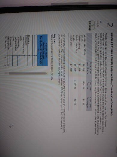 Exercise 9- Prepare a Flexible Budget with More Than One Cost