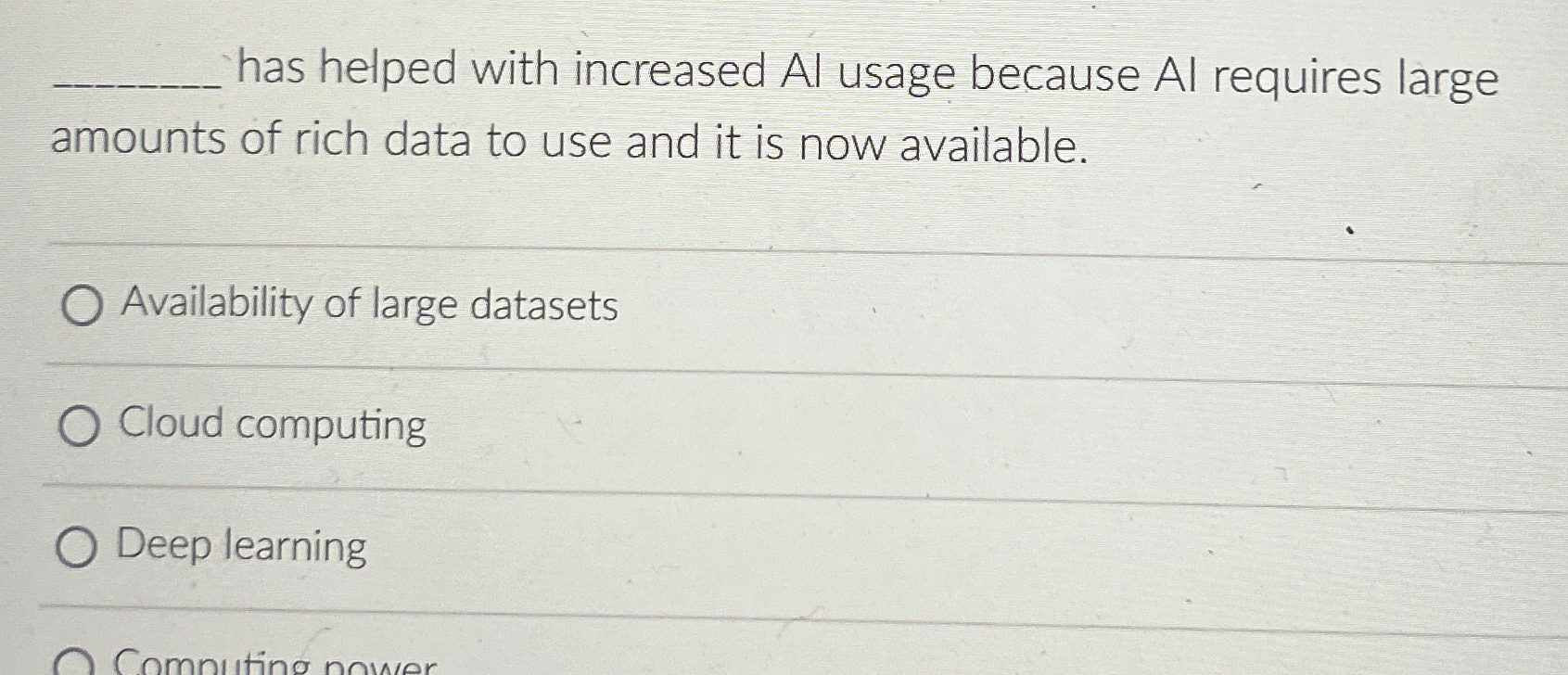  has helped with increased Al usage because Al requires large amounts