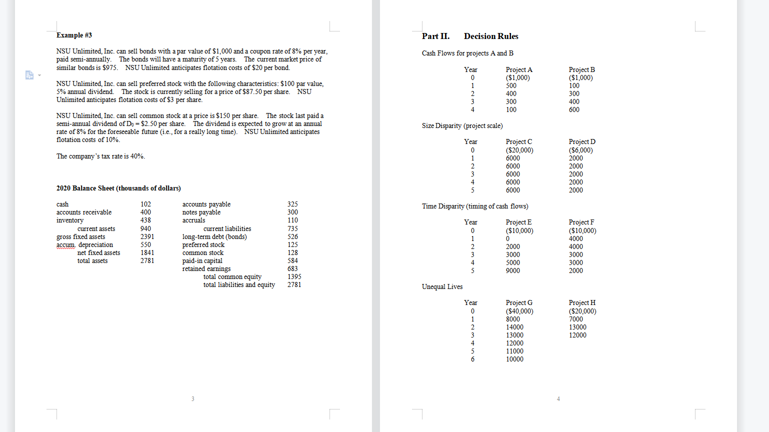 follows: page 1, example #1 Using the information given, calculate the following: